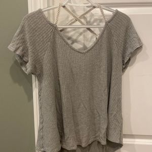 Grey Shirt with Criss-Cross back